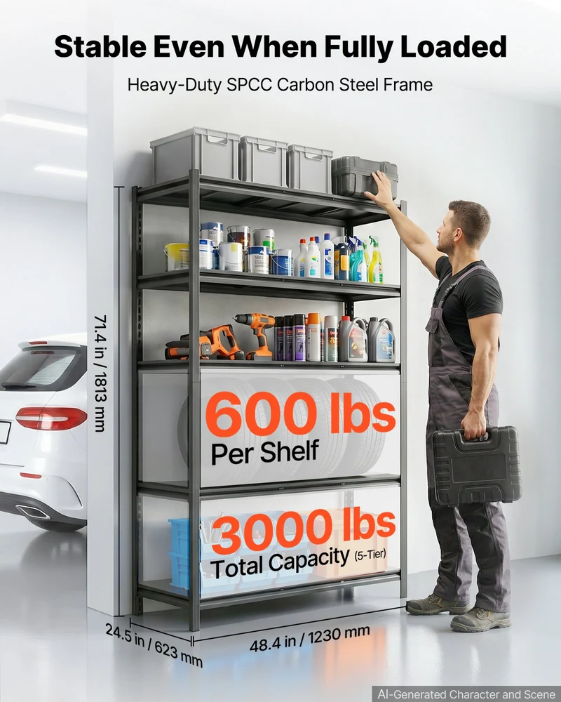 Estantería de almacenamiento VEVOR 5 1360,8 kg 3000 lbs cm x