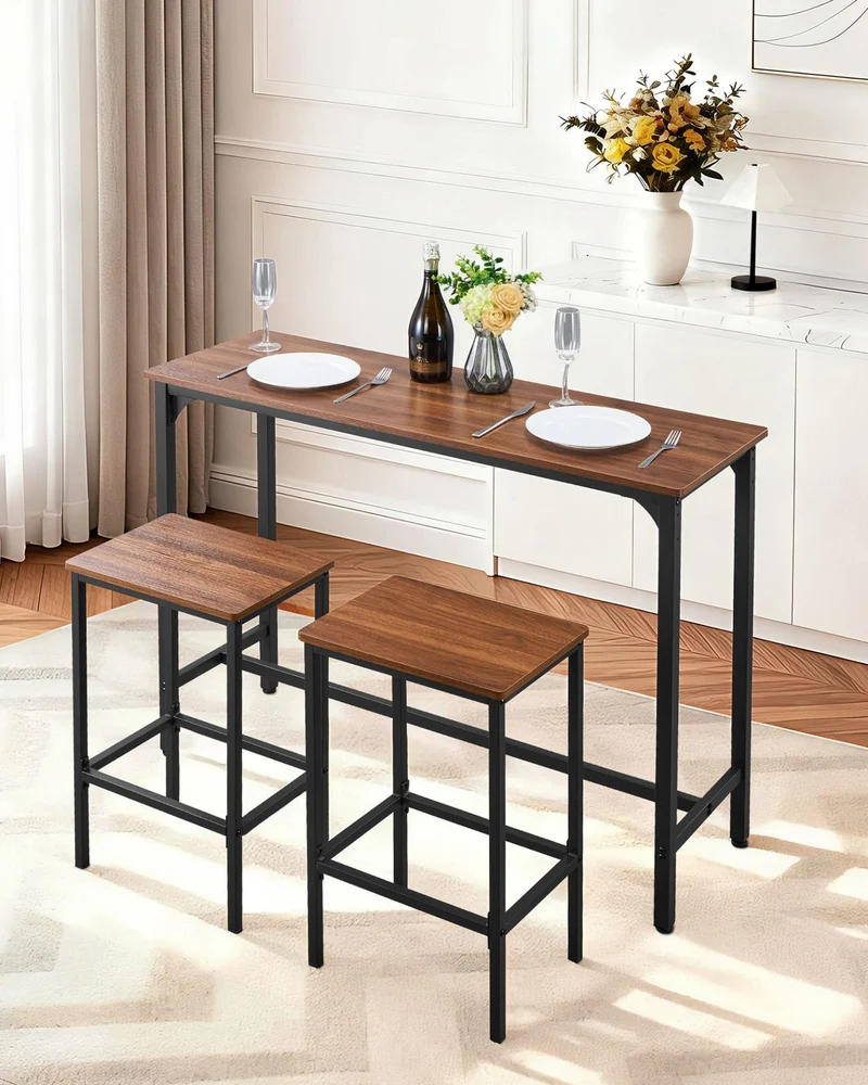 Mesa de bar VEVOR juego 3 piezas 119 cm 47 bancos diseño pub