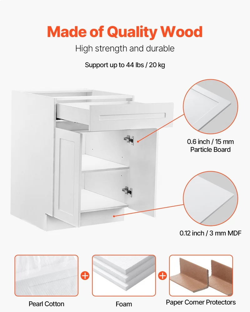 Mueble bajo VEVOR blanco estilo Shaker 61 cm 24 61 x 61 87,5