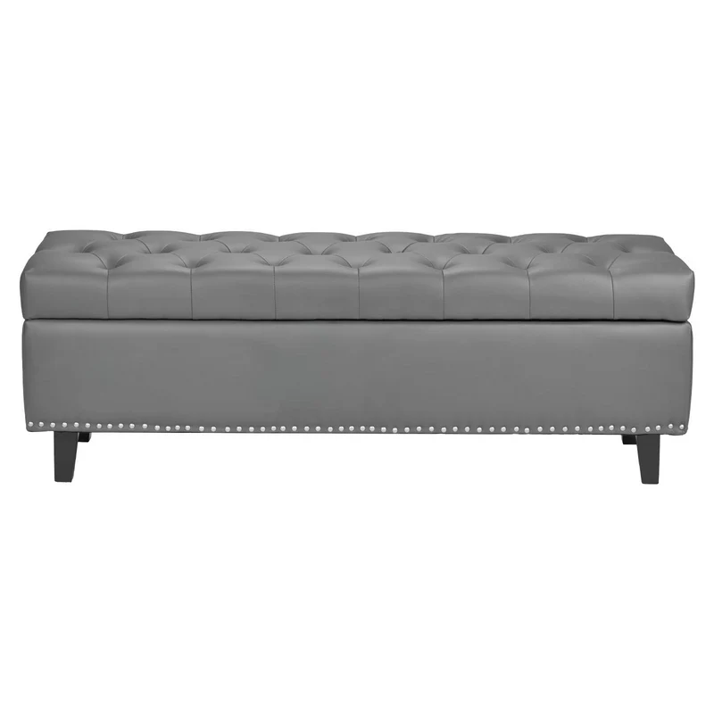 Banco otomano VEVOR capitoné cuero patas madera maciza ideal