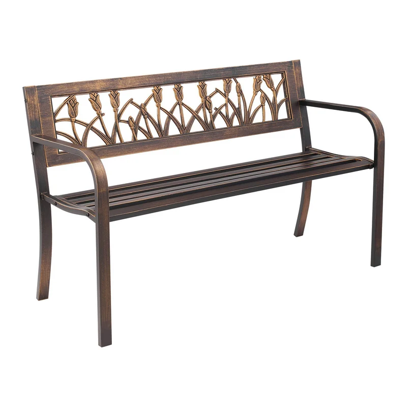 Banco de exterior VEVOR 127 cm acero PVC floral borde jardín