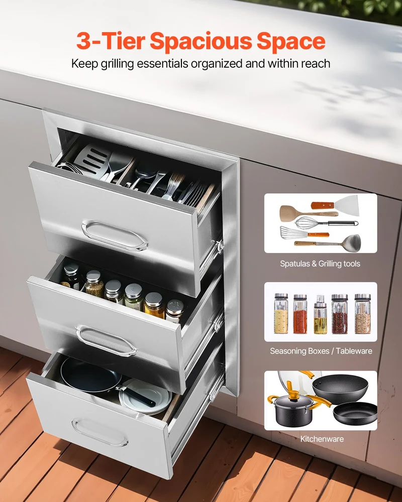 Cajones para cocina exterior VEVOR 40,6 cm ancho x 72,4 52