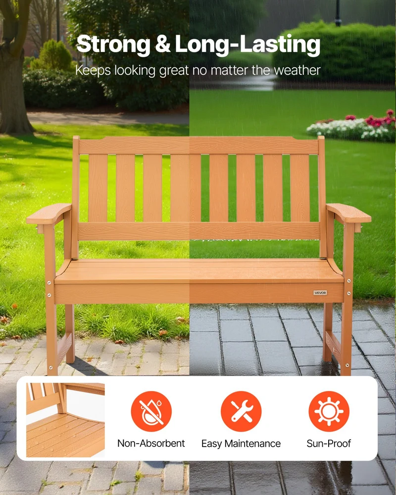 Banco de exterior VEVOR 128 cm peso 363 kg 2 3 jardín madera