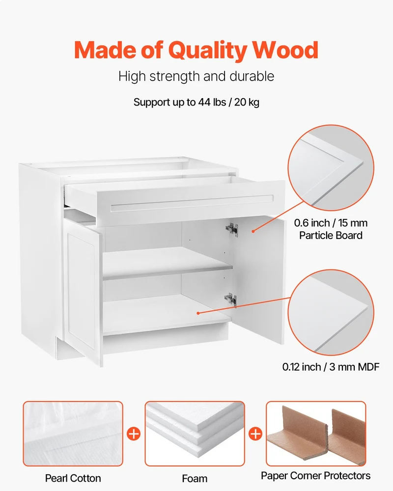 Mueble bajo VEVOR blanco estilo cajón 76 cm 30 76 30 x 61 24