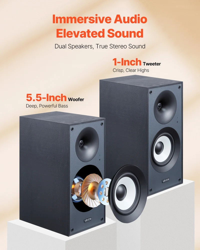 Altavoces estantería autoamplificados VEVOR 25 W x 2 5,5 PC