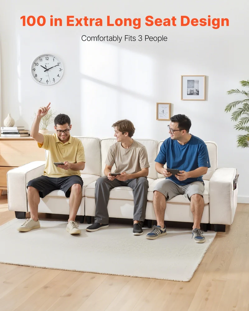 Sofá modular de 3 plazas VEVOR 254 cm 100 pulgadas cómodo u