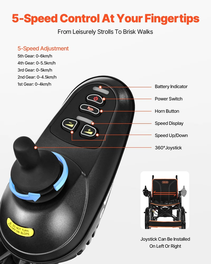 Silla de ruedas eléctrica VEVOR 120 kg plegable ligera 21 km