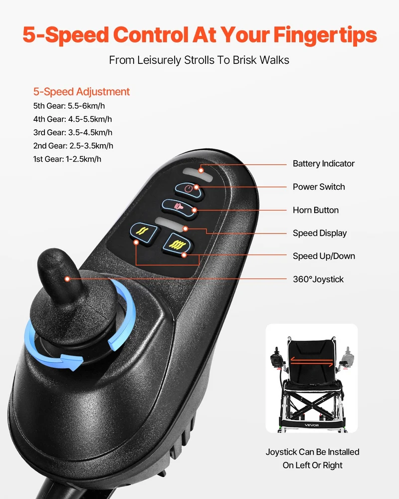 Silla de ruedas eléctrica VEVOR 100 kg plegable ligera 19 km
