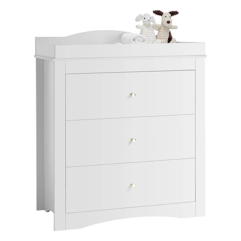 Cambiador VEVOR pañales bebé 3 cajones moderno color blanco
