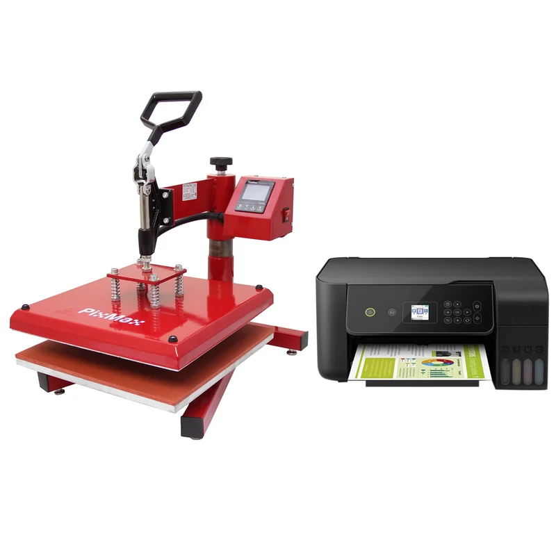 Prensa Térmica Oscilante 38x38cm PixMax para Sublimación de Camisetas e Impresora