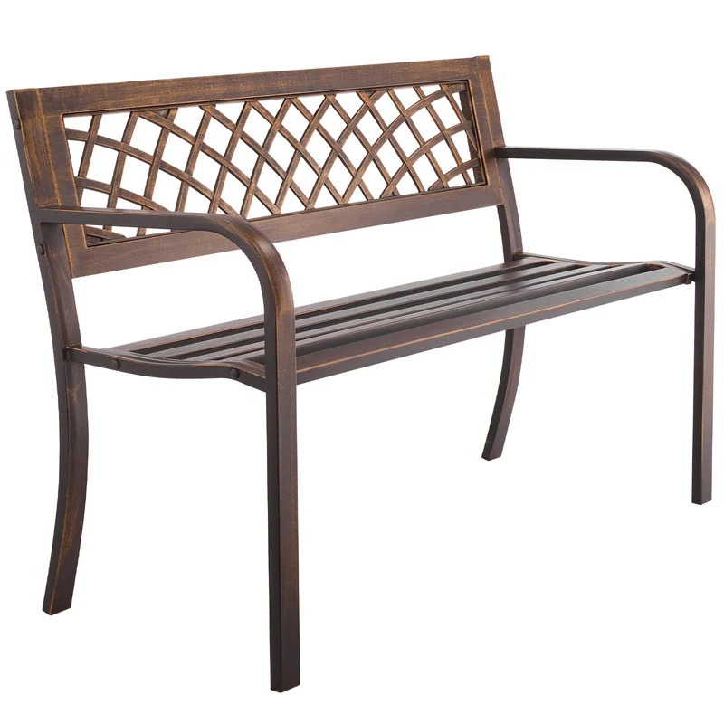 Banco de exterior VEVOR 117 cm acero carbono malla PVC borde