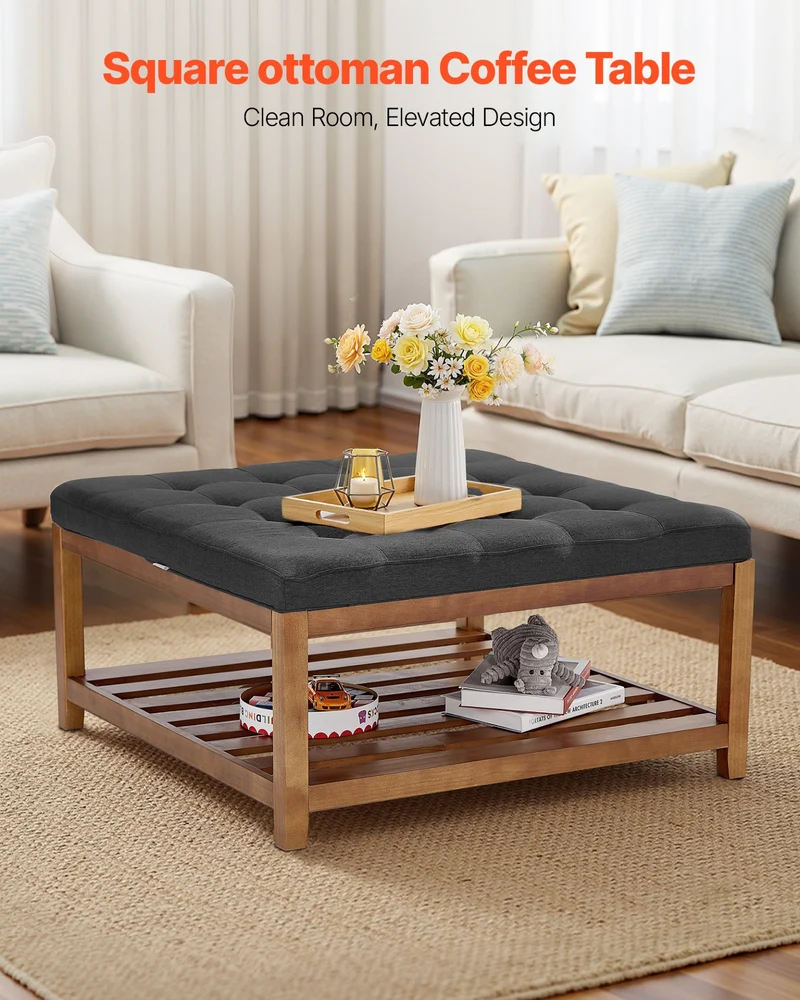 Mesa de centro otomana cuadrada grande VEVOR 87,3 cm 181 kg