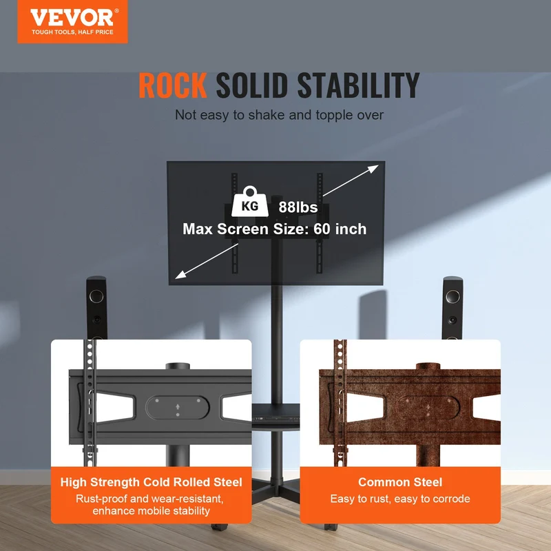 Soporte móvil para TV VEVOR carrito 23 60 pulgadas portátil